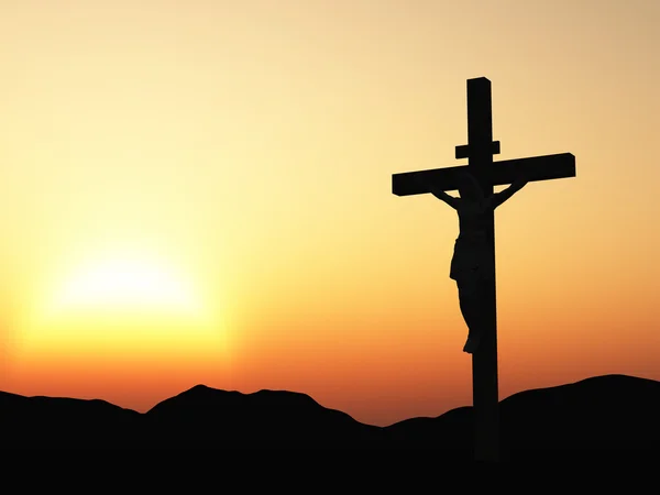 Crucifixion and sunset — Stock Photo, Image