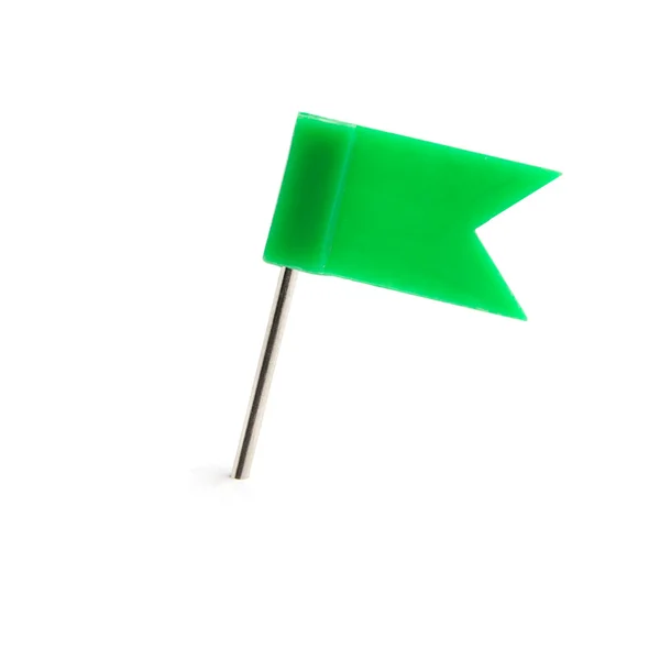 Flagge eine Stecknadel grün — Stockfoto