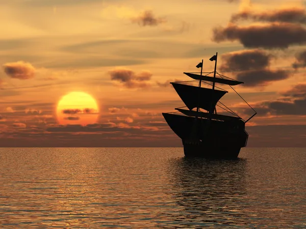O navio ao pôr do sol — Fotografia de Stock