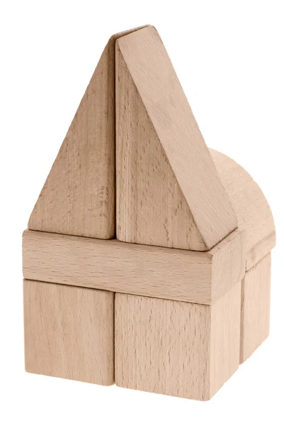 Speelgoed huizen. houten kubussen gecombineerd de — Stockfoto