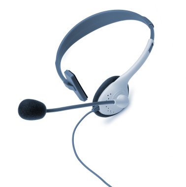 Wireless Headset blue tone clipart