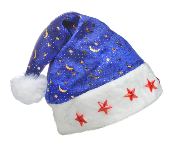 Hut Weihnachtsmann mit Verzierung Nachthimmel — Stockfoto