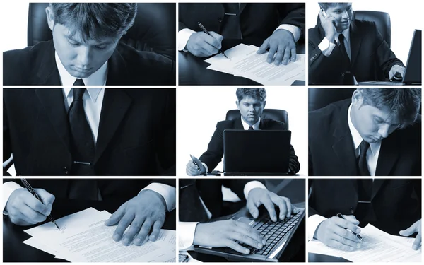Conceptual image-grid of business photos — Stock Photo, Image