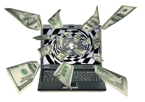 Laptop e dólares — Fotografia de Stock