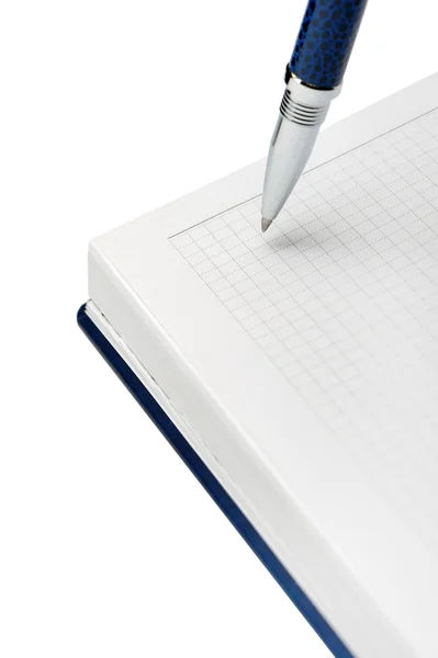 Fent egy jegyzetfüzet toll — Stock Fotó