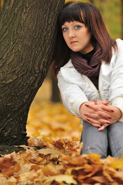 The girl in an autumn forest — Stock Photo, Image