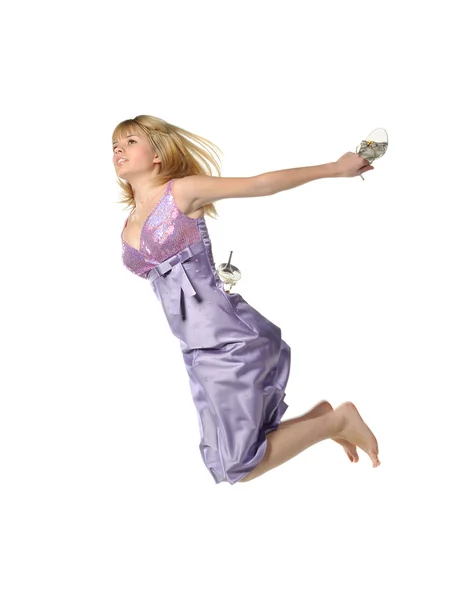 어린 소녀 점프 — 스톡 사진