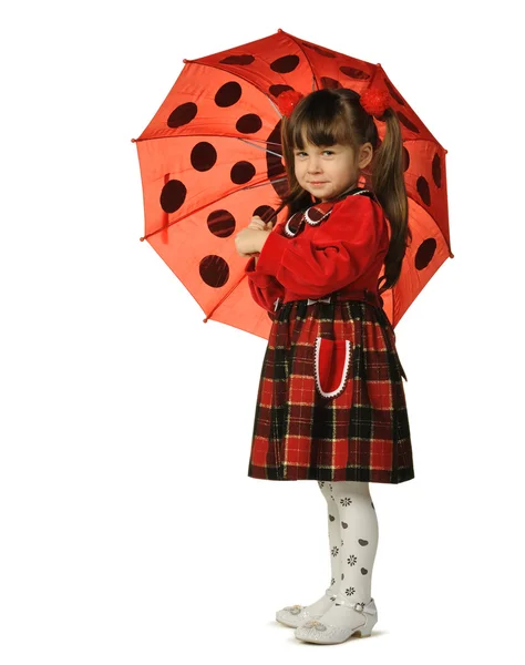 Das kleine Mädchen mit dem Regenschirm — Stockfoto