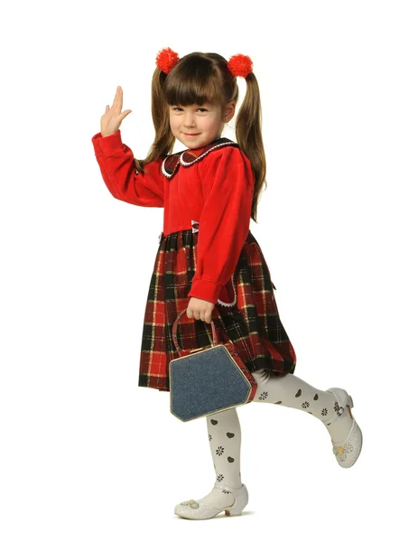Kırmızı elbiseli küçük kız — Stok fotoğraf