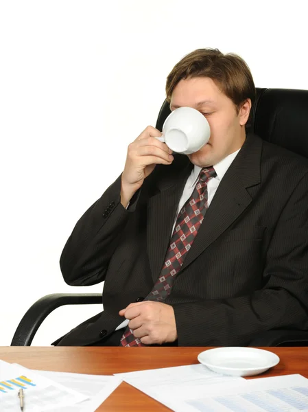 L'uomo d'affari che beve caffè — Foto Stock