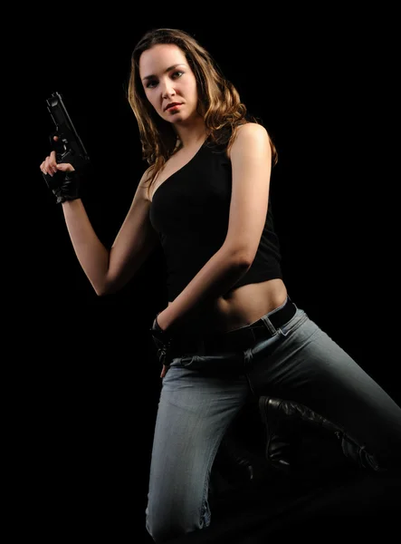 La mujer con una pistola —  Fotos de Stock