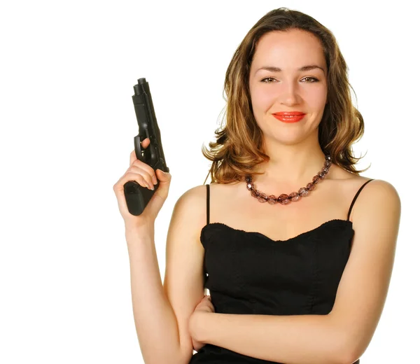Kvinnan med en pistol — Stockfoto