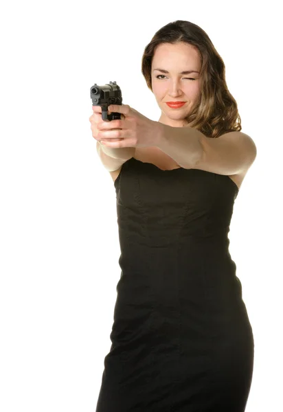 La femme avec un pistolet — Photo