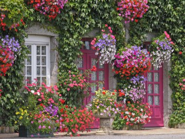 House with flowers, Brittany, France clipart