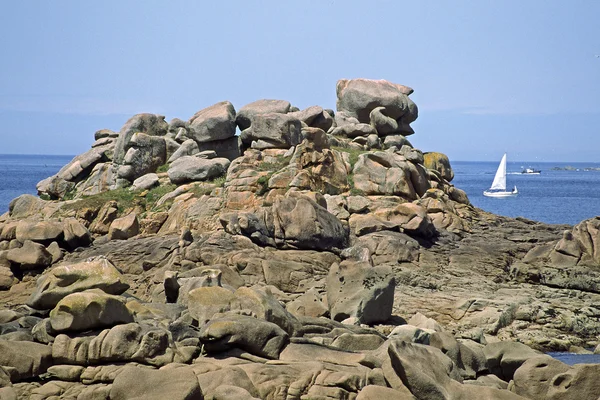 Kayalık sahil şeridi, brittany, Fransa — Stok fotoğraf