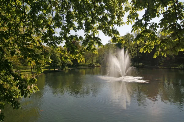 Pond with fountain in Germany — Stock Photo, Image