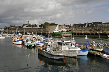 Concarneau, harbor in Brittany, France clipart