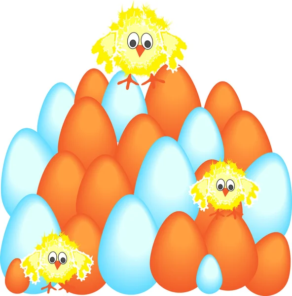 Œufs de Pâques avec poulet — Image vectorielle