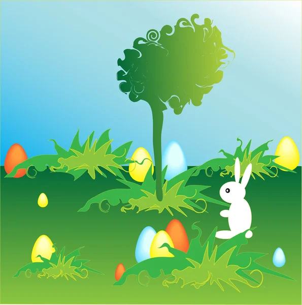 Easter eggs with rabbit — Stock Vector