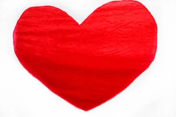 Červené srdce z látky — Stock fotografie