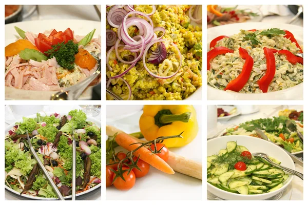 Varias ensaladas - Collage — Foto de Stock
