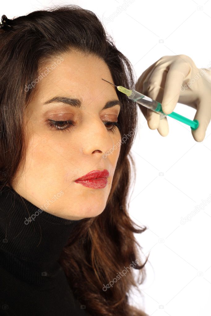 Woman get botox injection