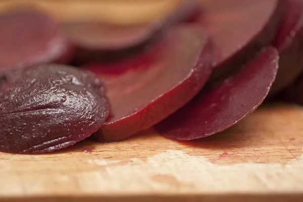 stock image Freshly cut slices of beetroots