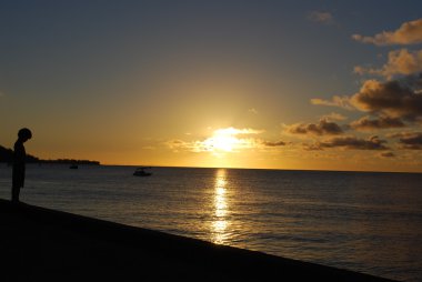 gün batımında Kauai beach