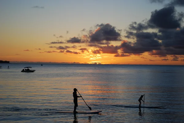 Hanalei Bay, Kauai bei ssunset lizenzfreie Stockfotos