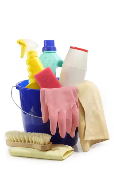 Cleaning Tools in a Bucket — Stock Photo, Image