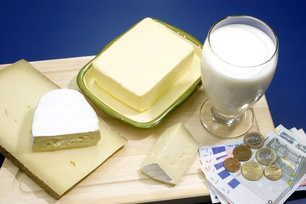 Butter und Milch — Stockfoto