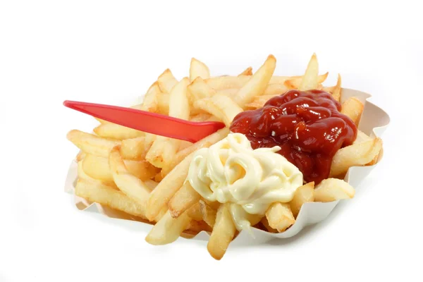 Batatas fritas vermelhas e brancas — Fotografia de Stock