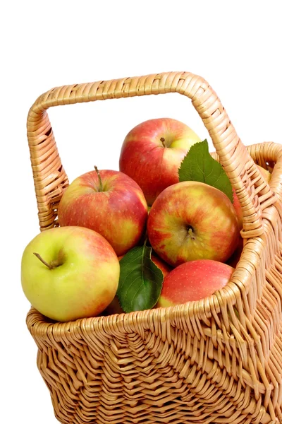 Cesta com maçãs frescas — Fotografia de Stock