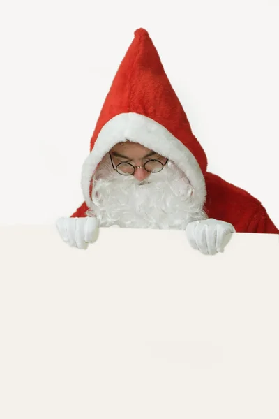 Santa met witte advertentieruimte — Stockfoto