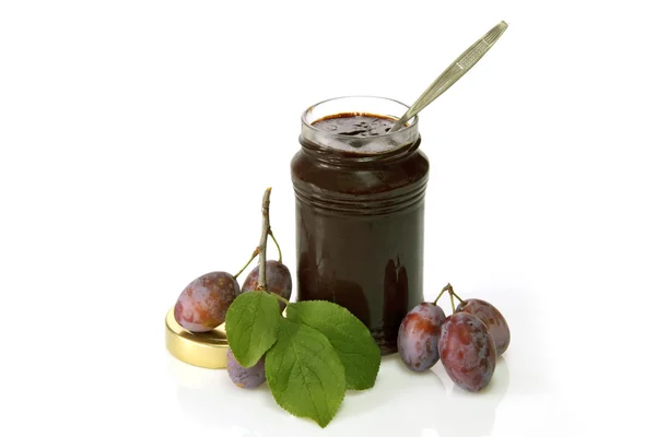 Plums and jam — Stock Photo, Image