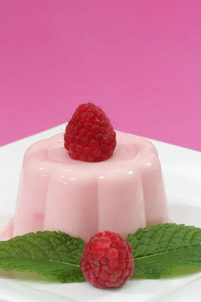 Raspberry pudding — Stock Photo, Image