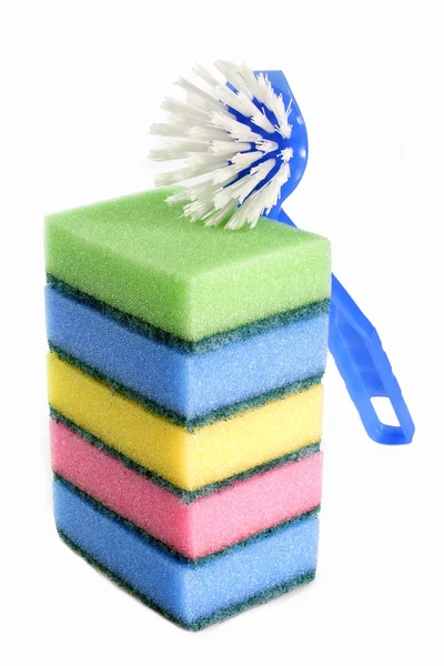 Cepillo de platos con esponjas — Foto de Stock