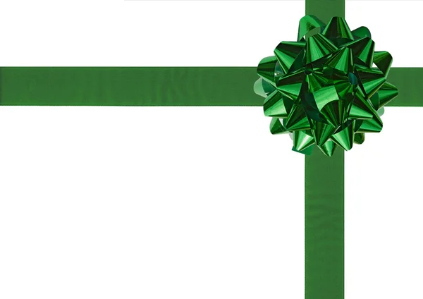 Groene cadeau verpakking boog en lint — Stockfoto