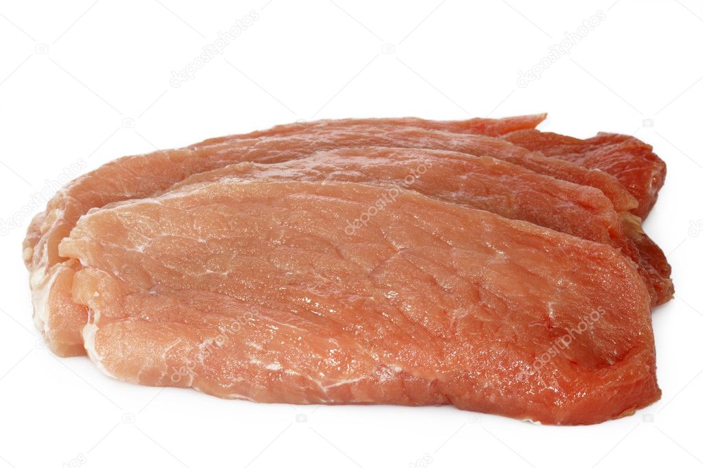 Raw pork cutlet schnitzel
