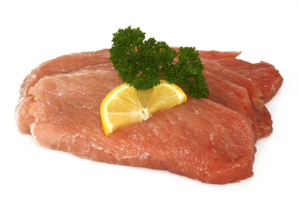 Raw pork cutlet schnitzel — Stock Photo, Image