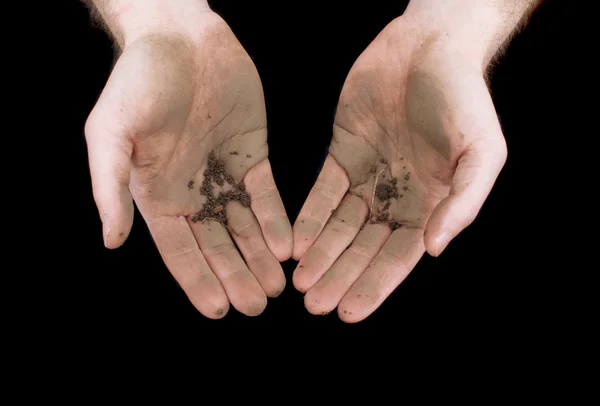 Dirty Hands Isolated on Black — Stock Photo, Image