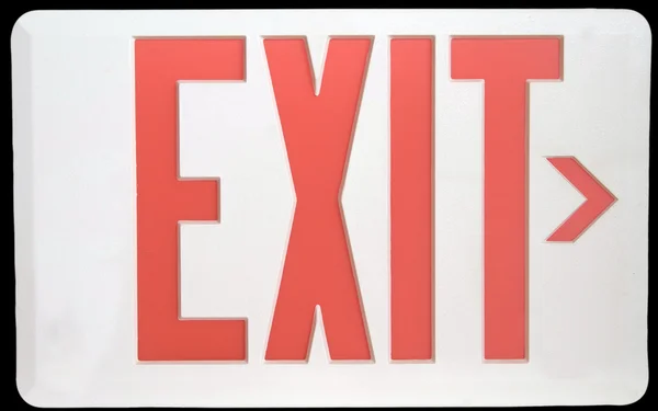 Exit tecken isolerade på svart — Stockfoto