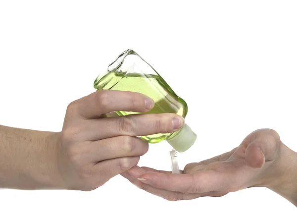 Hand sanitizer squeeze fles Stockafbeelding