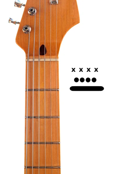 Prázdné kytara krk s akordové značky — Stock fotografie