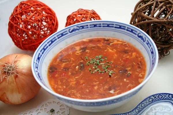 Świeża Chińska Zupa Misce — Zdjęcie stockowe
