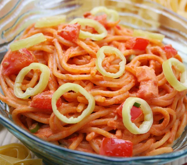 Fresh Pasta Tomatoes Pepper — Stock Photo, Image