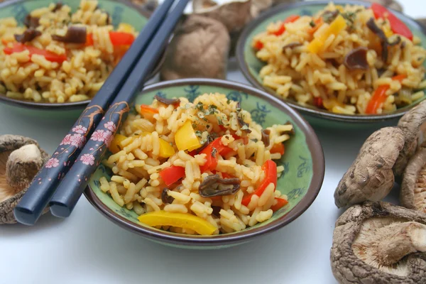 Ρύζι Κίνας Λαχανικά Ένα Μπολ Εικόνα Αρχείου