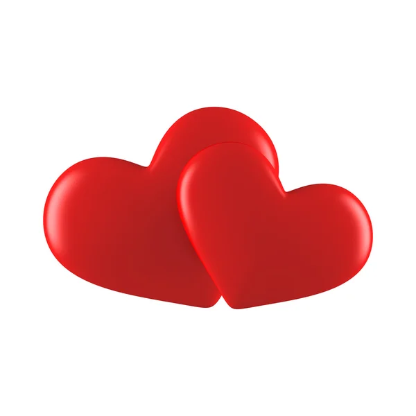 Dvě červené srdce — Stock fotografie