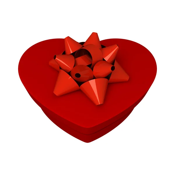 Röda gåva som hjärta — Stockfoto