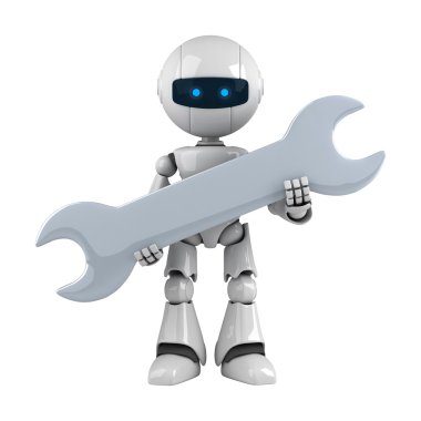 Funny robot stay with wrench clipart